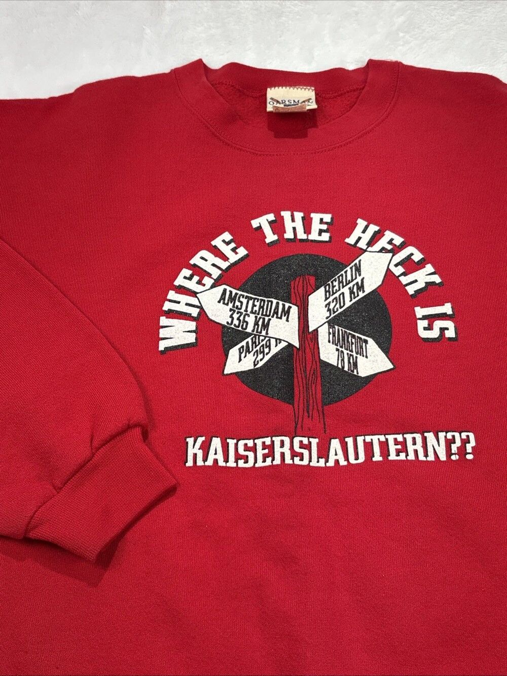 Vintage Germany Sweatshirt Men's Large Red Kaiserslautern Long Sleeve Pullover